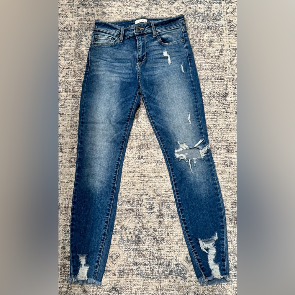 Cello Women’s Blue High-Rise Distressed Jeans - Picture 2 of 7